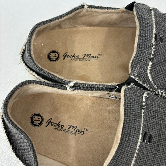 Gecko Man Loafers Women's Size 10.5 Gray Woven Canvas Slip On Arch Support - Picture 5 of 11